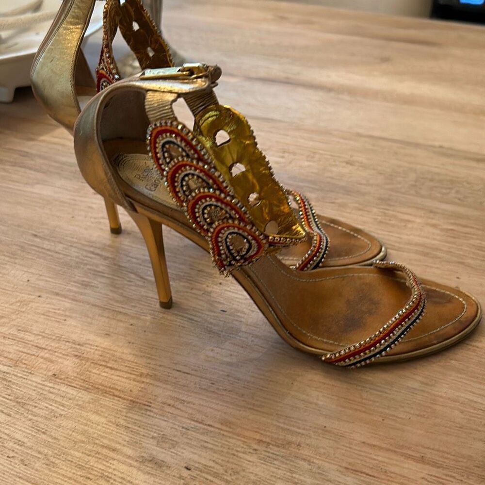 Rene Caovilla gorgeous gold and rhinestone heels size 39 - Picture 9 of 9